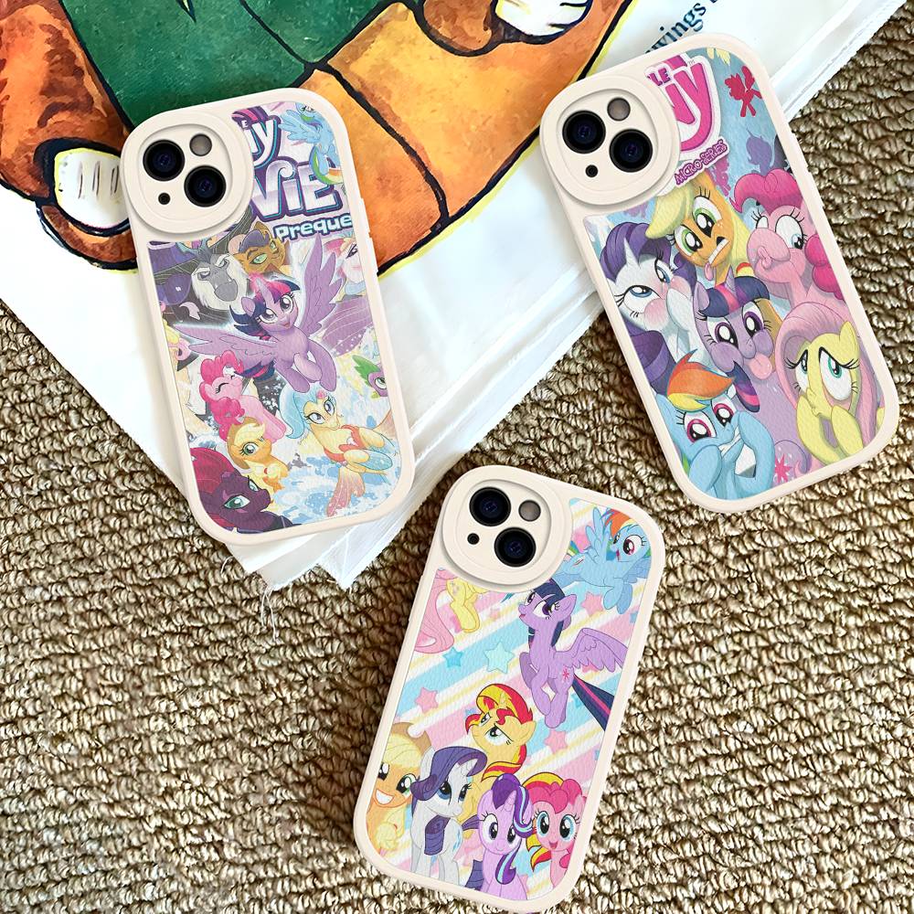 Cute M-My Cartoon P-Pony L-Little Phone Case For IPhone 16 15 14 11 12 13 Pro Max Plus Back Leather Shell
