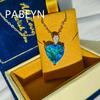 925 Sterling Silver Fashion Light Luxury Blue Love Zircon Pendant Necklace Birthday Party Anniversary Gift