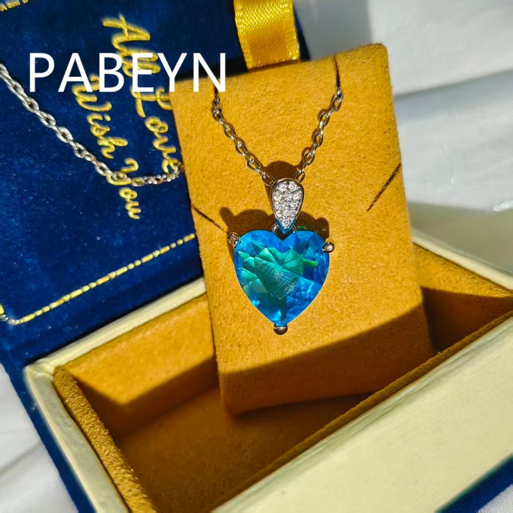 925 Sterling Silver Fashion Light Luxury Blue Love Zircon Pendant Necklace Birthday Party Anniversary Gift