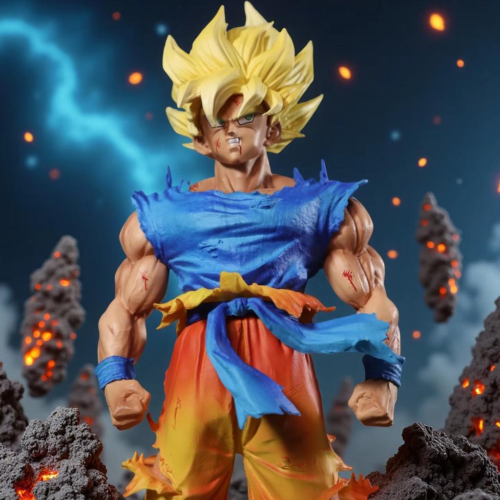 Verwisselbare kop 27cm Dragon Ball Z Figuur Goku Anime Figuren Eerste Super Saiyan Gokou PVC Model Speelgoed Poppen Cadeaus