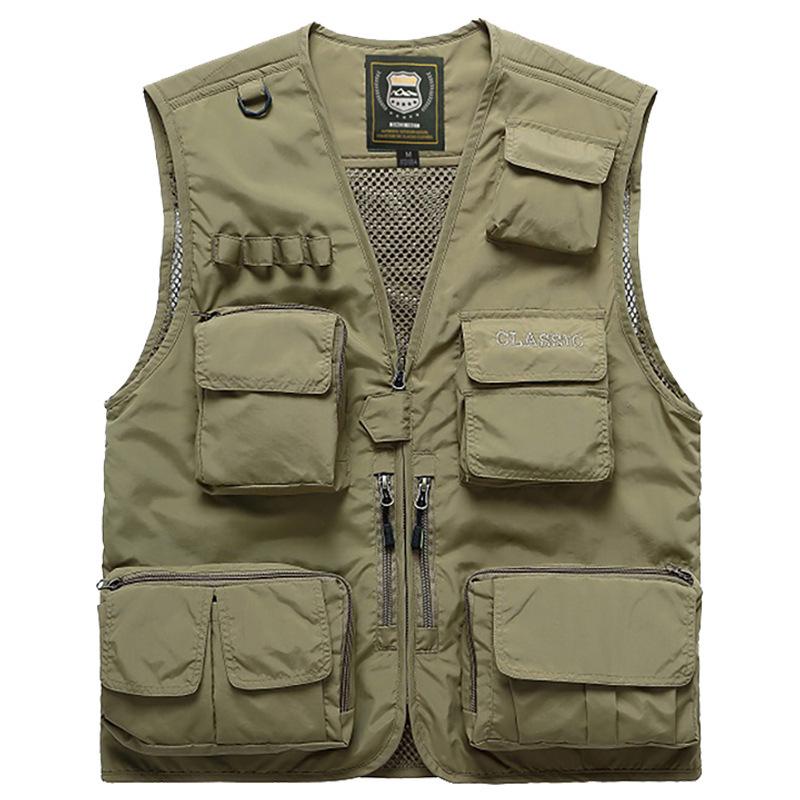

Men s Outdoor Multi-Pocket Sleeveless Fishing & Photography Vest - Plus Size L хаки
