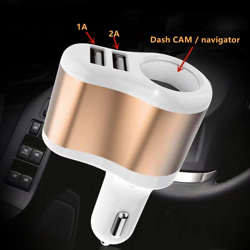 Universal 12V/24V Car Cigarette Lighter Socket Power Adapter Dual USB Fast Charge Car Charger Voltage Detection
