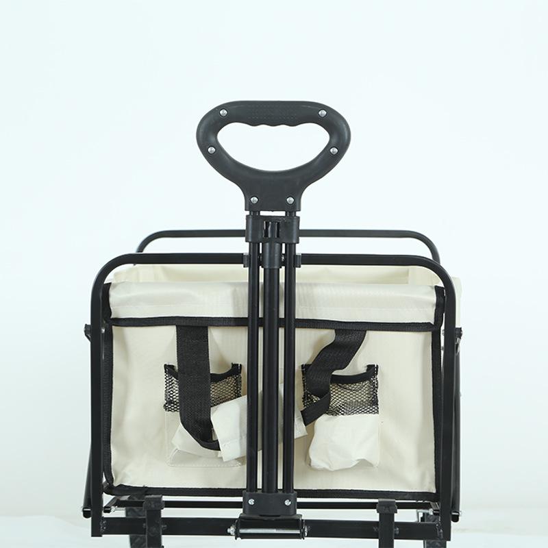 Foldable Outdoor Camping Cart with Rear Opening - Portable Trolley for Household and Shopping Needs Ivory 5-Inch Double X Camping Cart