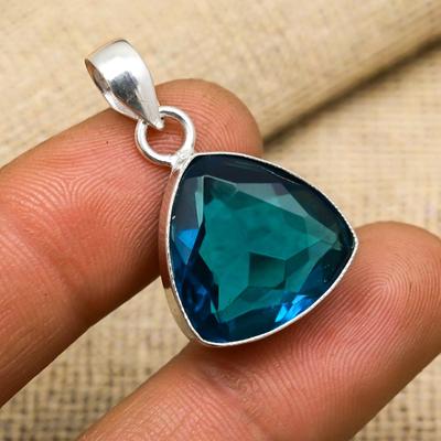 Indicolite Gemstone Pendant, 925 Solid Sterling Silver Pendant, Handmade Antique Jewelry, Gift For Mother Day