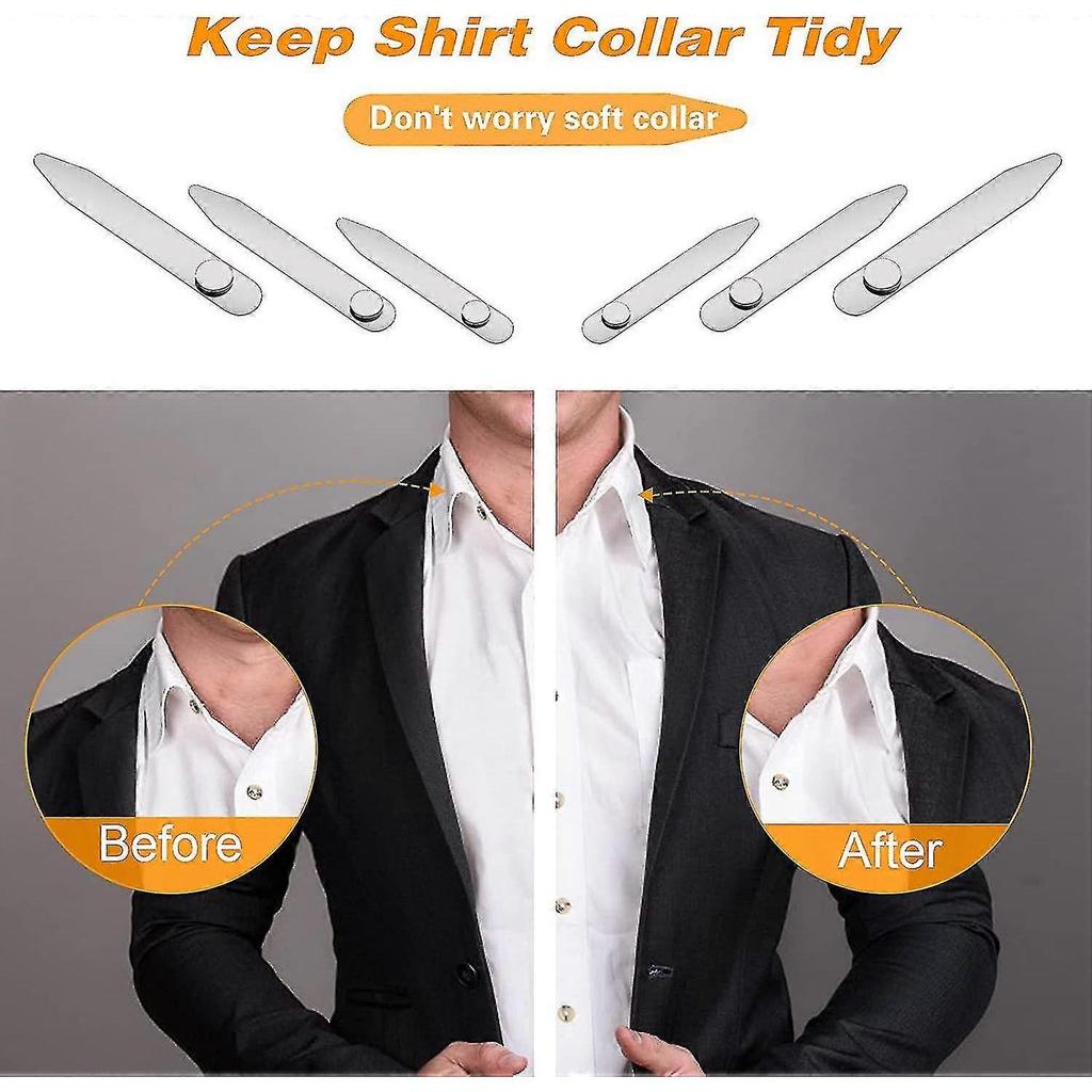 3 Pairs Of Stainless Steel Collar Reinforcement, Collar Stay Shirt Collar