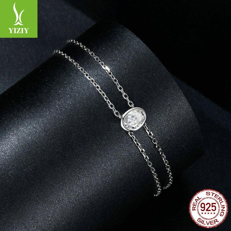 Simple Double-Layer One-Carat Moissanite Bracelet, Elegant Temperament And Charm S925 Sterling Silver Bracelet.