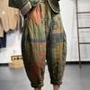 Herbst und Winter Übergröße Damen Ethno-Stil Verdickte elastische Taille Hundert bedruckte warme lockere elegante Hose