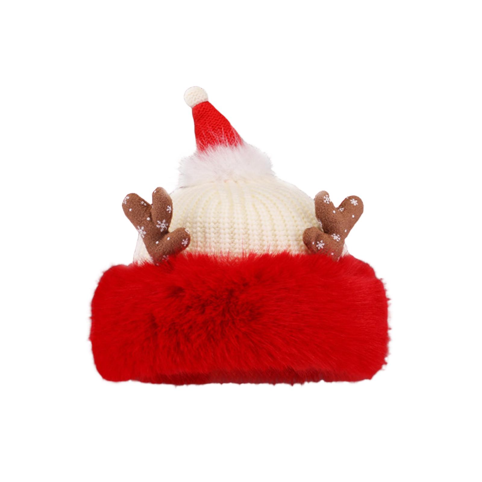 

Christmas Hat Deer Antler Plush Hat One Size бежевый
