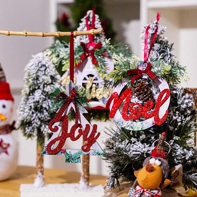 Christmas Decorations Wooden Powdered Letter Pendant Nordic Style Christmas Decoration Pendant