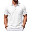 Men Loose Casual Short Sleeve Linen Blend Polo Shirt For Daily Beach Wear