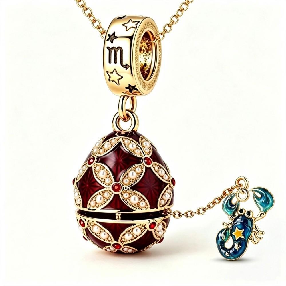 Hollow Locket Russian Egg Necklace New Chinese Style Openable Egg Pendant Women