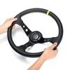 6 Civata 350mm Evrensel Derin Çanak Araba Yarışı Drifting Direksiyon Simidi PU Deri Direksiyon Simidi Derin Mısır Çanağı Spor Drifting siyah +sarı