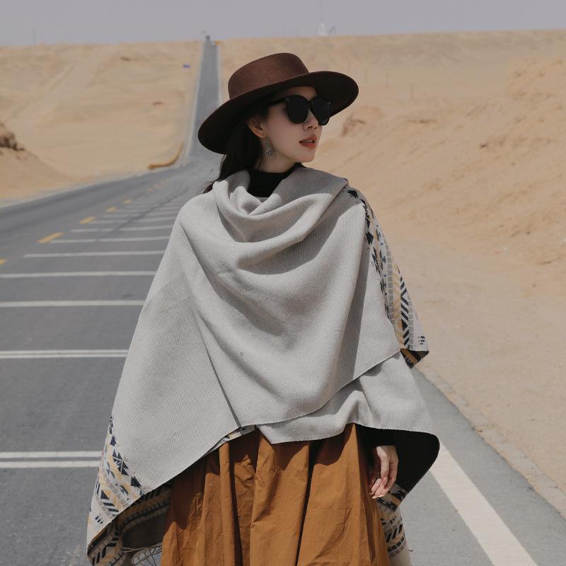 Vintage Ethnic Style Tassel Warm Versatile Large Scarf For Women Travel Shawl