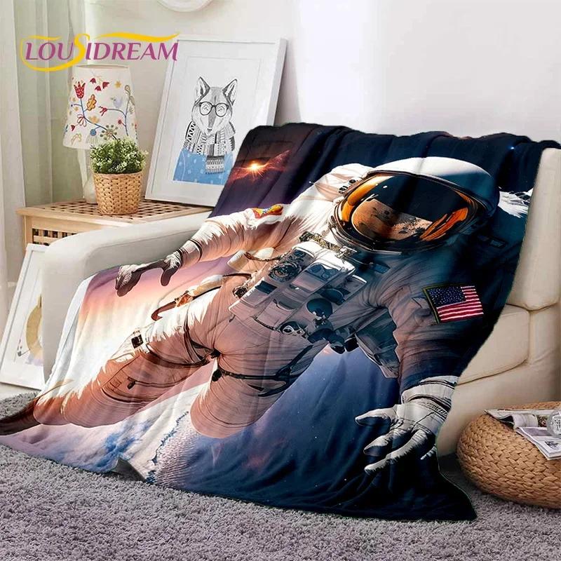 Astronaut Universe Spaceman Outer Space Cartoon Soft Flannel Blanket for Beds Bedroom Sofa Picnic,Throw Blanket Outdoors Leisure