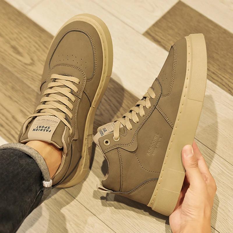 Men's High Top Causal Shoes Lace-up Comfor Men Sneakers Designer Non-Slip Ankle Boots Platform Men Walking Shoes Tenis Masculino