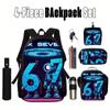 3PCS No.10 Football Player Rucksack Set | Roomy Casual Backpack with Matching Clutch & Tote Tote, Ideal for Daily Use