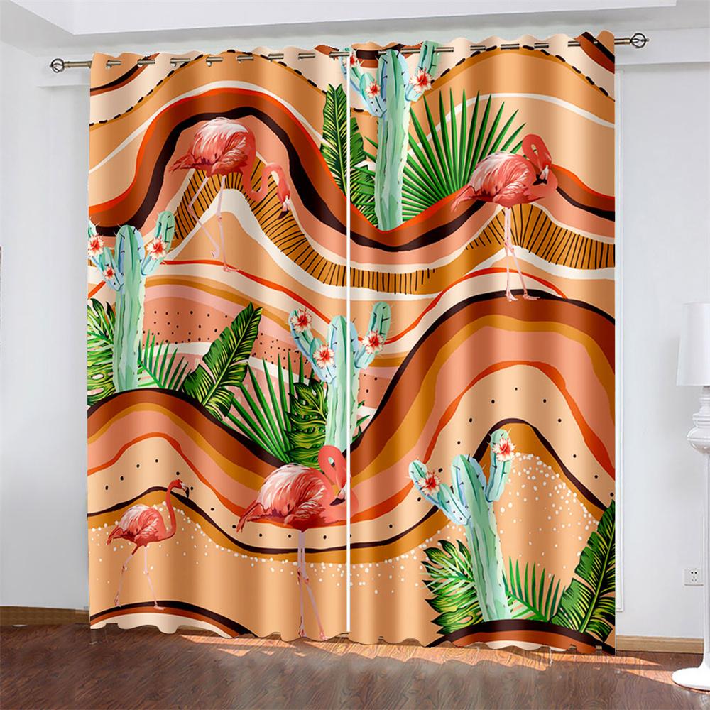 

Художественный принт фламинго, тканые шторы, затемняющие шторы для спальни, две отдельные шторы слева и справа 132cmx160cm