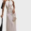 2024 Plissiertes Neckholder Slim Fit Langes Sommerkleid