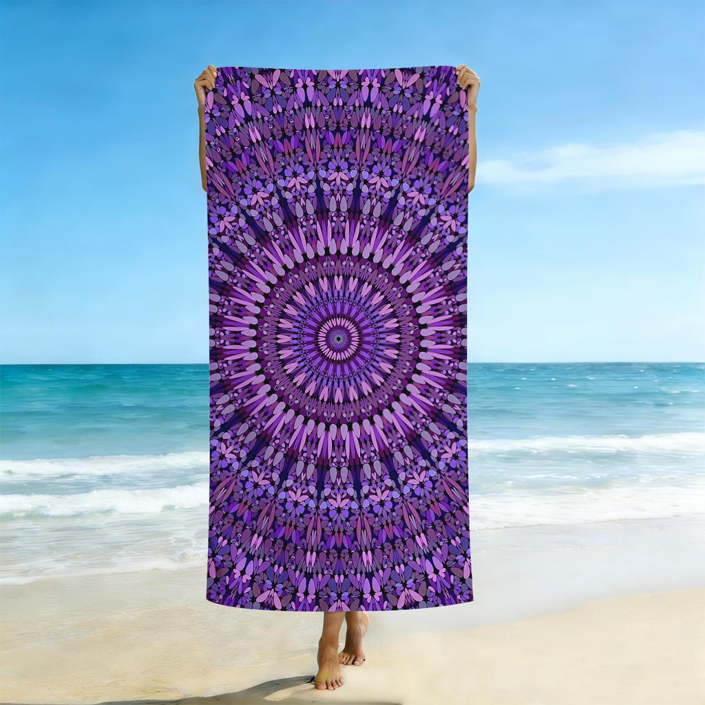 1Pc Mandala Themed Printed Beach Towel, Absorbent And Quick Drying Towel, Ultra-Fine Fiber Swimming Towel (Single-Sided Printed)