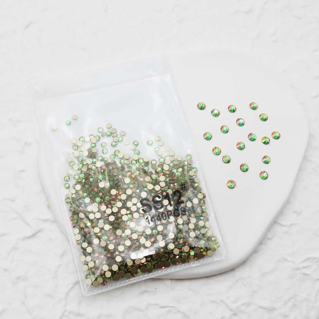 1440 Nail Art Flat Bottom Diamond Sparkle Coated Small Round Diamond Ab Symphony Gold Bottom Nail Decorative Diamond Accessories