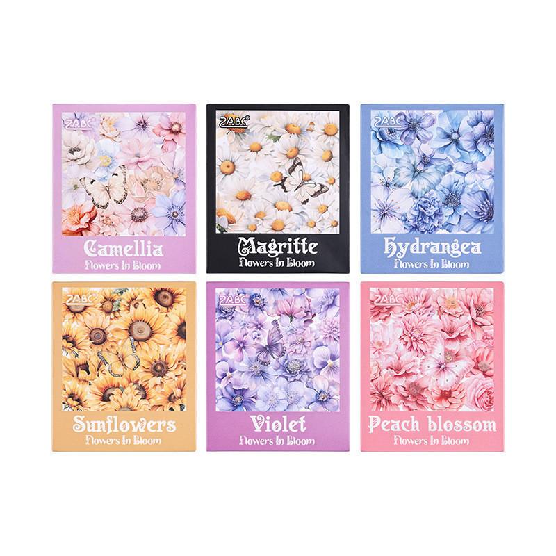 60pcs/pack PET Flowers Stickers Collage Scrapbooking Materials Decor Junk Journal Stationery Aesthetics