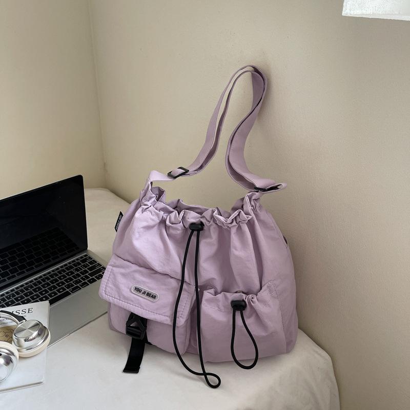 Large Capacity Fashion Cloth Bag Women's Summer New Niche Shoulder Messenger Bag Pleated Tote Bag