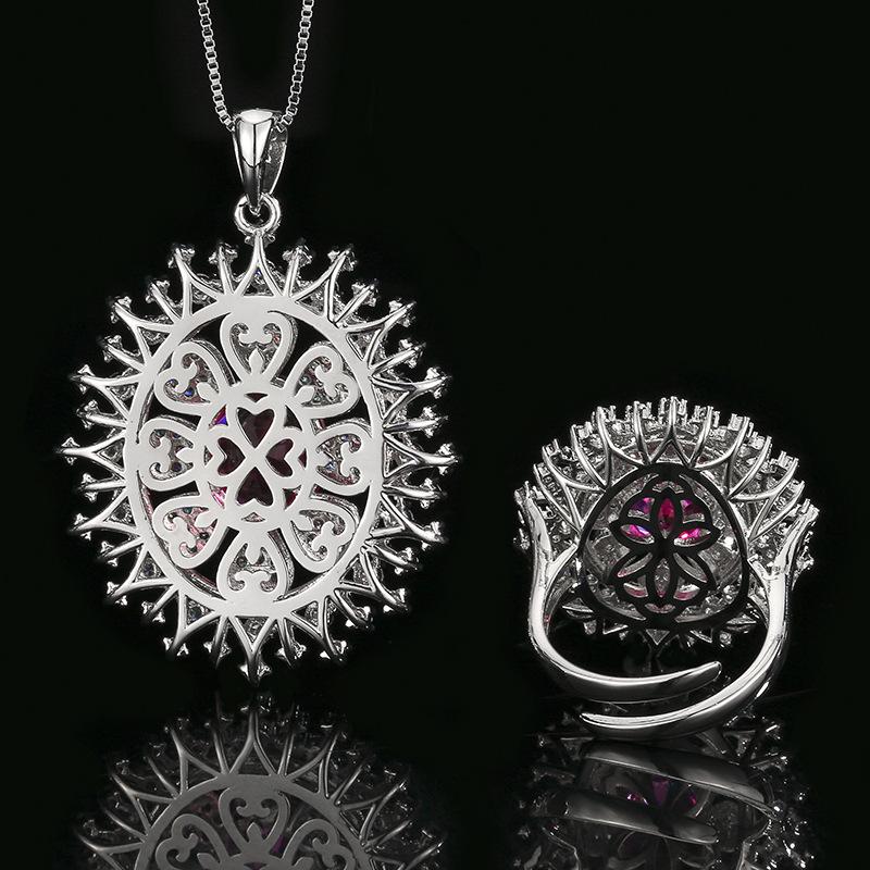 Accessories Necklaces Rings Jewelry Manufacturers Sets Red Blue Sunflower Designs High-end Women's