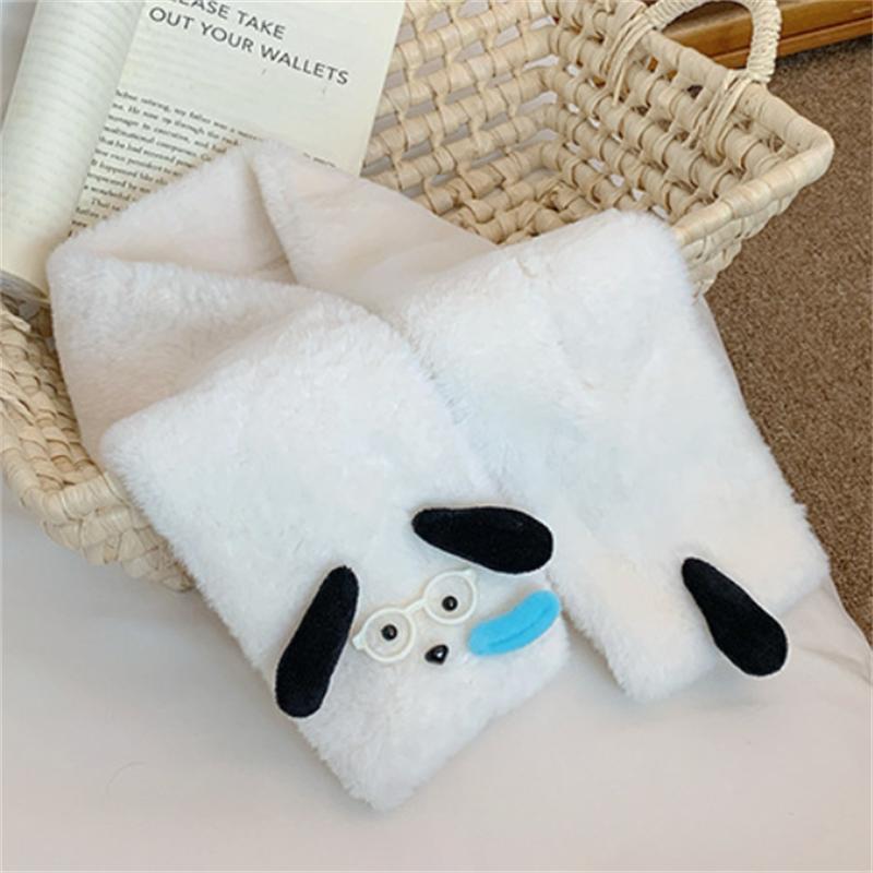 Cute Snotty Puppy Dog Plush Scarf Winter Warm Cold-Proof Neck Guard Scarf Student White Scarf Girly  Accessory Christmas
