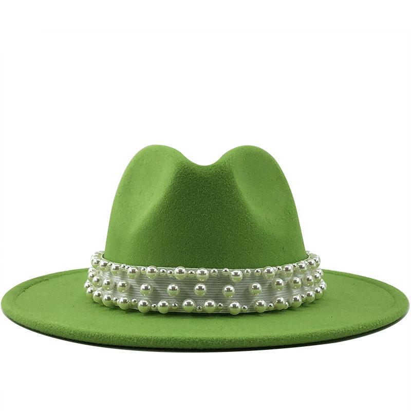 European and American Metal Leaf Women Woolen Hat Jazz Hat Autumn and Winter British Retro Top Hat Women