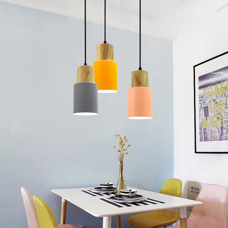 Nordic Pendant Lights Modern Wood  Simple Iron E27  For /  Bar/Parlor/Master/ Bedroom/Study/Cafe Home Becor Lights Hanging
