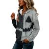 Women's Fashion Hooded Halloween Print Sweatshirt with Buttons for Festive