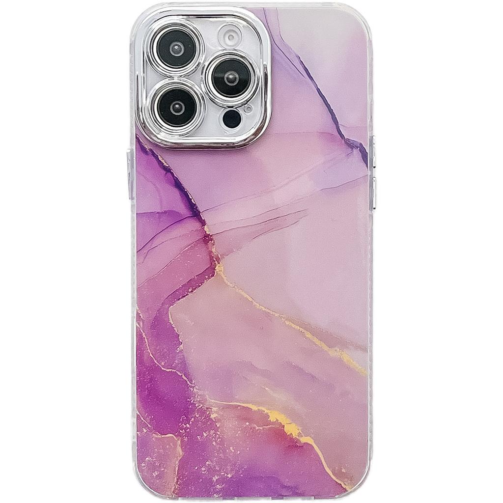 This Is A Fashionable and Light Luxury Electroplated Protective Case Suitable for IPhone16Promax with A Marble Texture