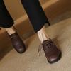 Krazing Pot Cow Skin Autumn Winter Brogues Shoes Lace Up Low Heels Size 42 Round Toe Oxford Shoes Carving Decoration Pumps