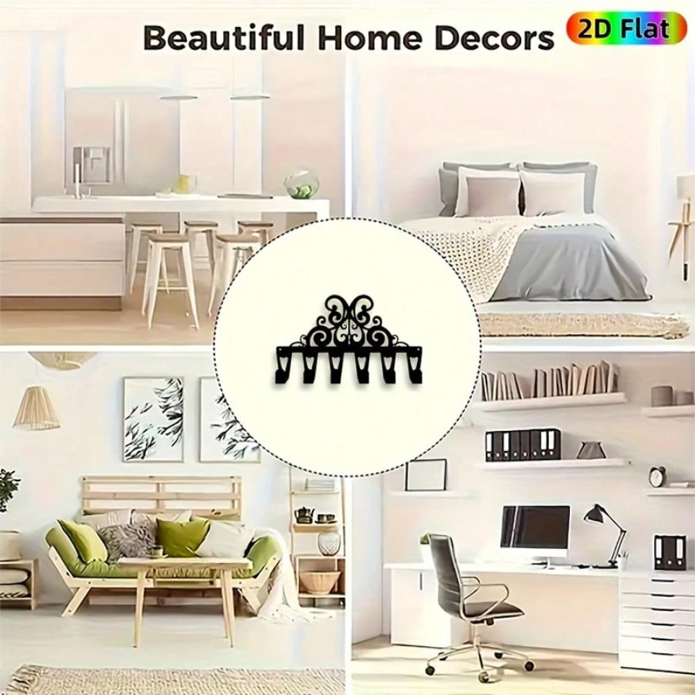 Vintage Minimalist Metal Key Holder with 6 Hooks Wall Decor Durable Iron Storage Rack for Living Room Bedroom Entryway Christmas Halloween Gift