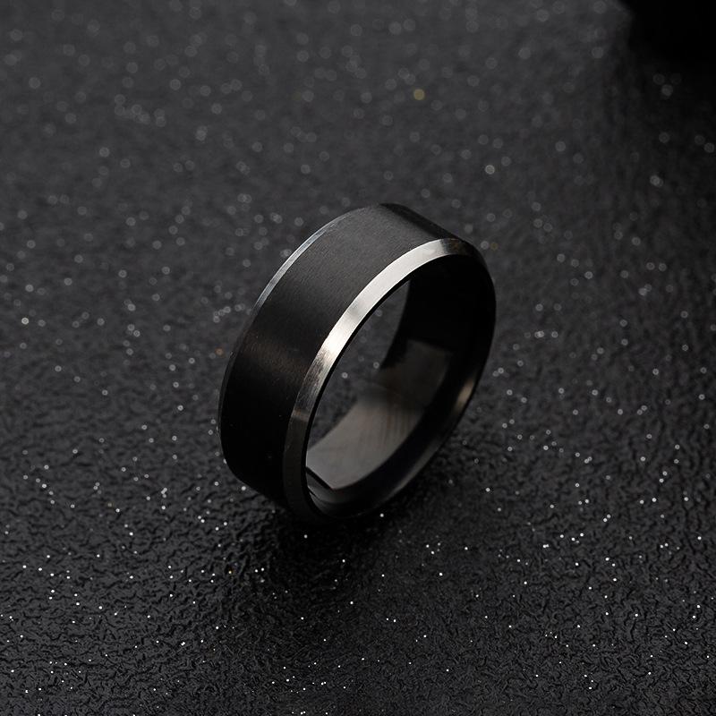 8mm Wide Matte Gold Room Black Simple Style Men's Steel Ring