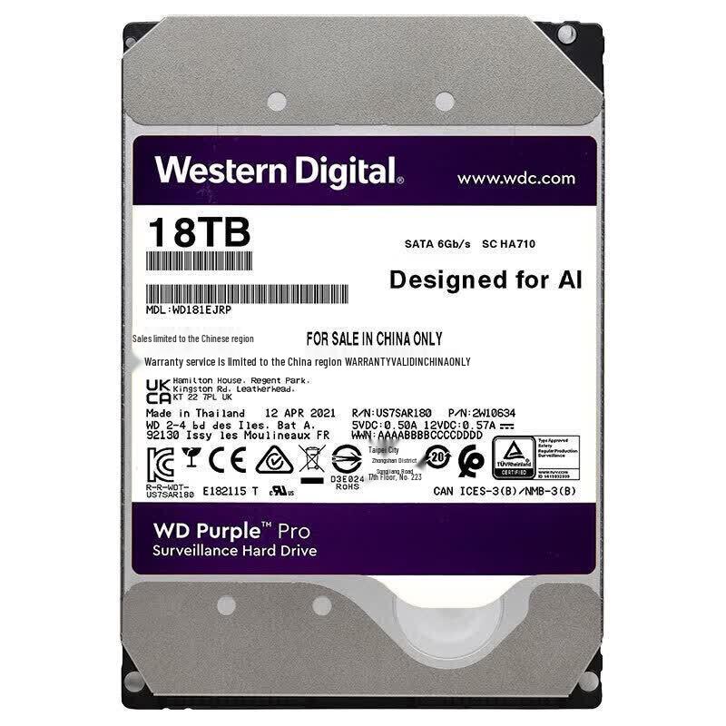 Western Digital WD Purple Pro 18TB Surveillance Hard Drive