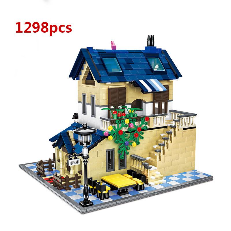 Haus Villa Architektur Cottage Modell Bausteine Ziegel Freunde Für Mädchen Strand Hütte Modulare Home Village Kreative Stadt Shop