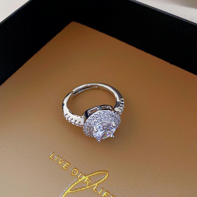 French zircon round ring, simple and versatile index finger ring, personalized fashion jewelry wholesale