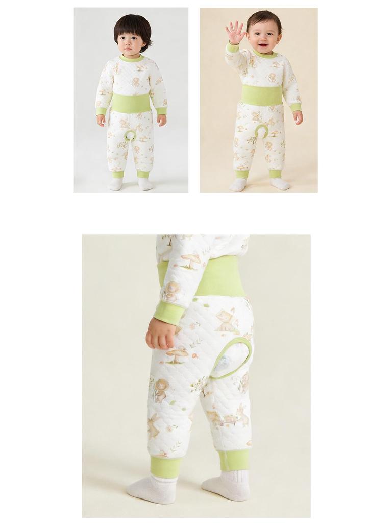 Boys' and Girls' Padded Winter Pants - Warm, High Waist, Open Crotch, Cotton for Belly Protection