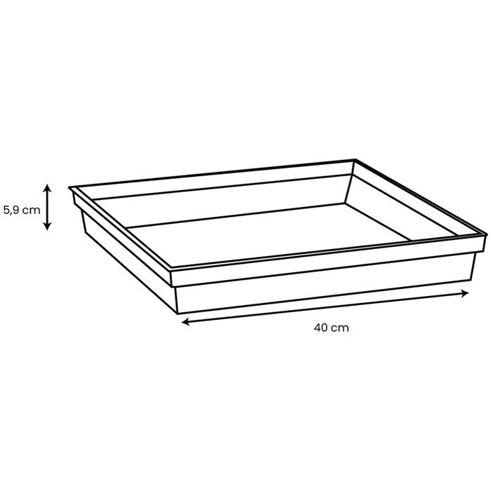 Square Saucer - EDA - Tuscany - 40 Cm - For Pot 50 Cm Ref. 013648 - 40 X 40 X H. 5.9 Cm - Orange Clay Court