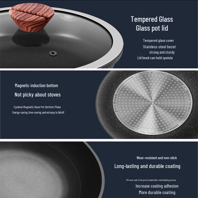 COOKER KING Diamond III 24cm Non-stick Deep Frying Pan