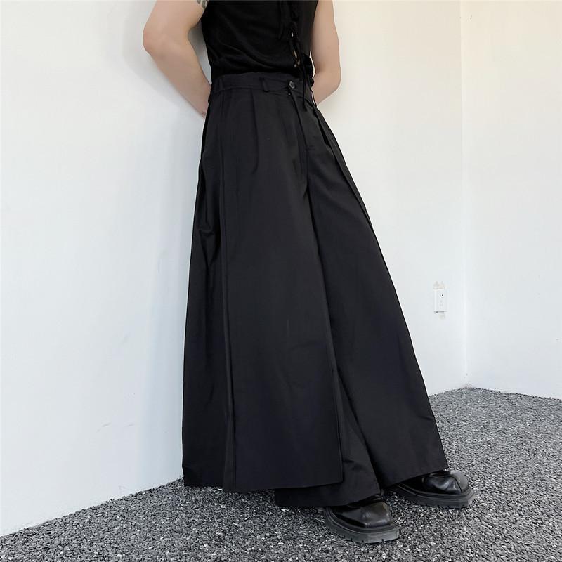 Pantalon Japonais Superposé Homme Jambe Large Hakama Y2k Pantalon Homme Esthétique Sombre Streetwear Vêtements Oversize