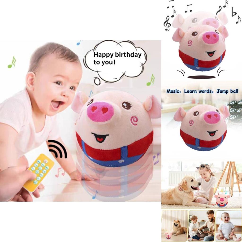 Adorable Bouncing Pig Toy With Plush Fabric And Soothing Music For Baby Toddlers
