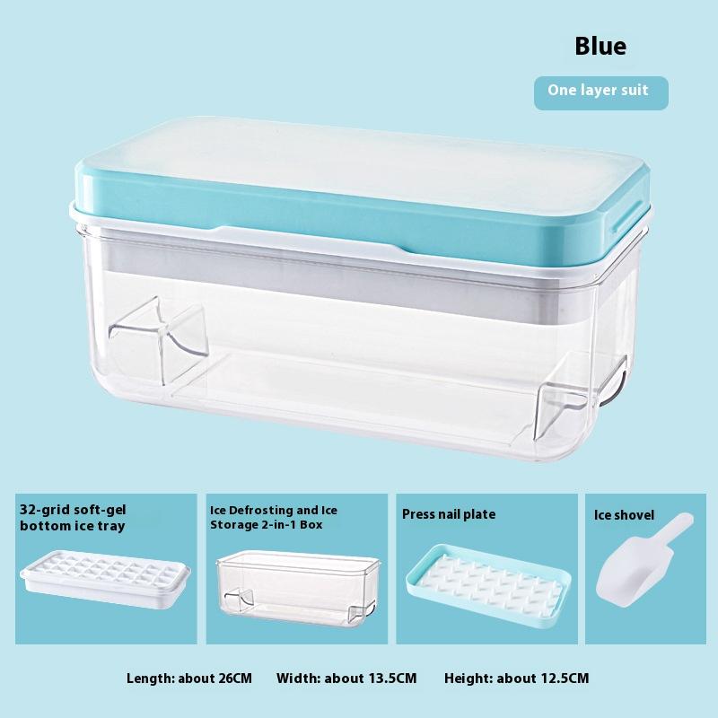 Ice Cube Tray with Lid and Bin Ice Trays for Freezer Ice Cube Trays for Freezer with 2 trays Container Lid&Ice Scoop BPA Free