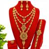 Hot-selling Jewelry Four-piece Set Middle East Dubai Bridal Wedding Set Necklace Bracelet Ring Earrings Sand Gold Head