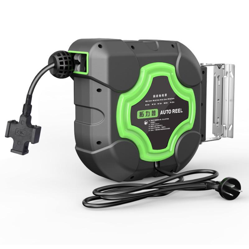 Wall Mounted Electric Drum Automatic Retractable Pipe Reel Standard All Copper Wire Socket Automotive Factory Maintenance Tool