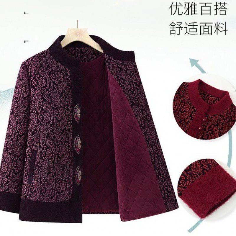 Winter Velvet Jacket Medium Stand-up Collar Top Femininity Winter Clothing Thickened Warm