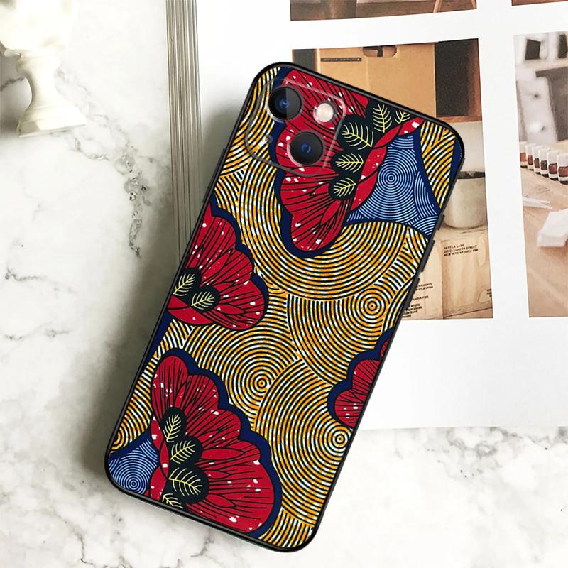 African Wax Print Design Phone Case For iPhone 17 16 15 14 12 11 13 Pro Max Plus 12 13 Mini 16e 17 Air Cover Coque