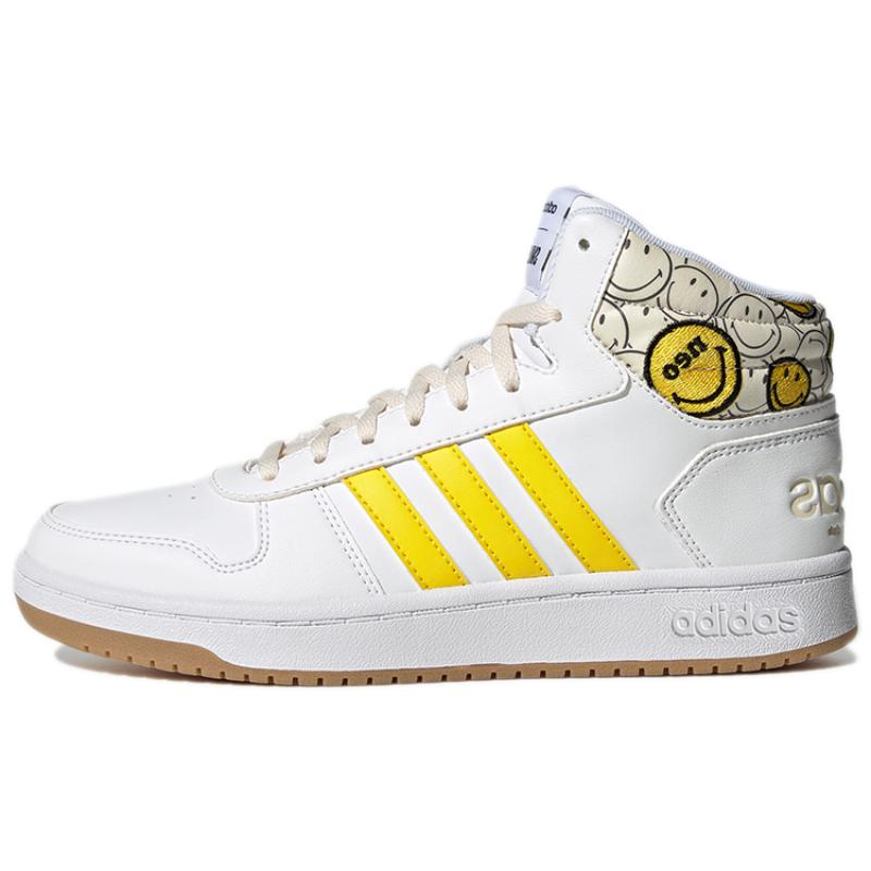 Adidas Hoops 2.0 Mid Shoes 'White Solar Yellow' Women's Sneakers GY7617