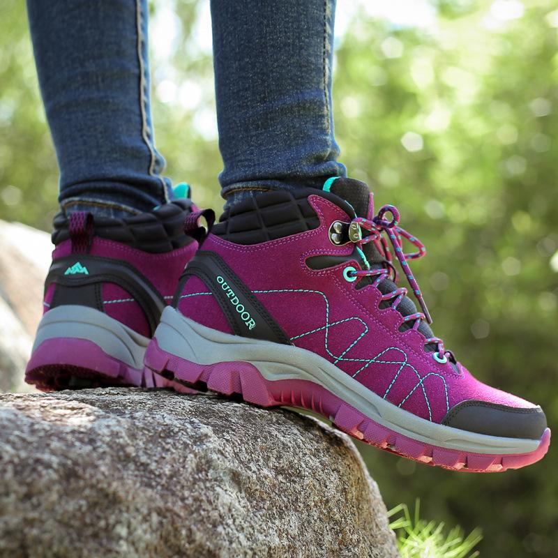 2025 Large Size High-top Couple Mountaineering Outdoor Shoes Wear-resistant Hiking and Cross-country Running Shoes Men's and Women's Cotton Sports